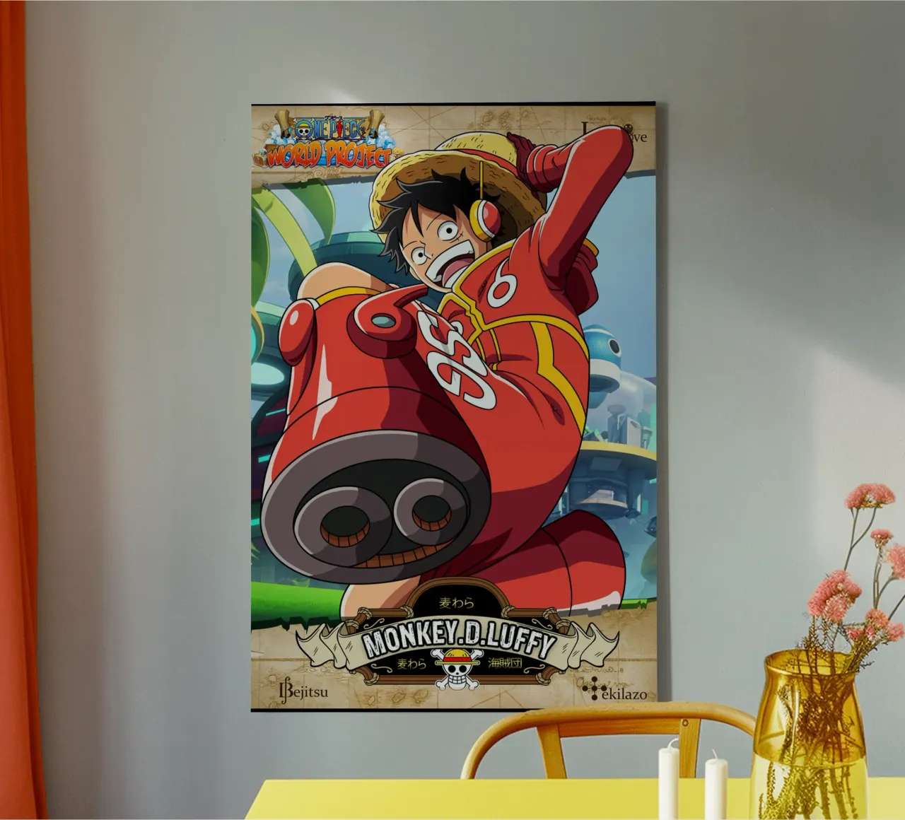 Anime sui pirati d'azione - Monkey D Luffy tela con Cornice a cassetta da imstildreaming