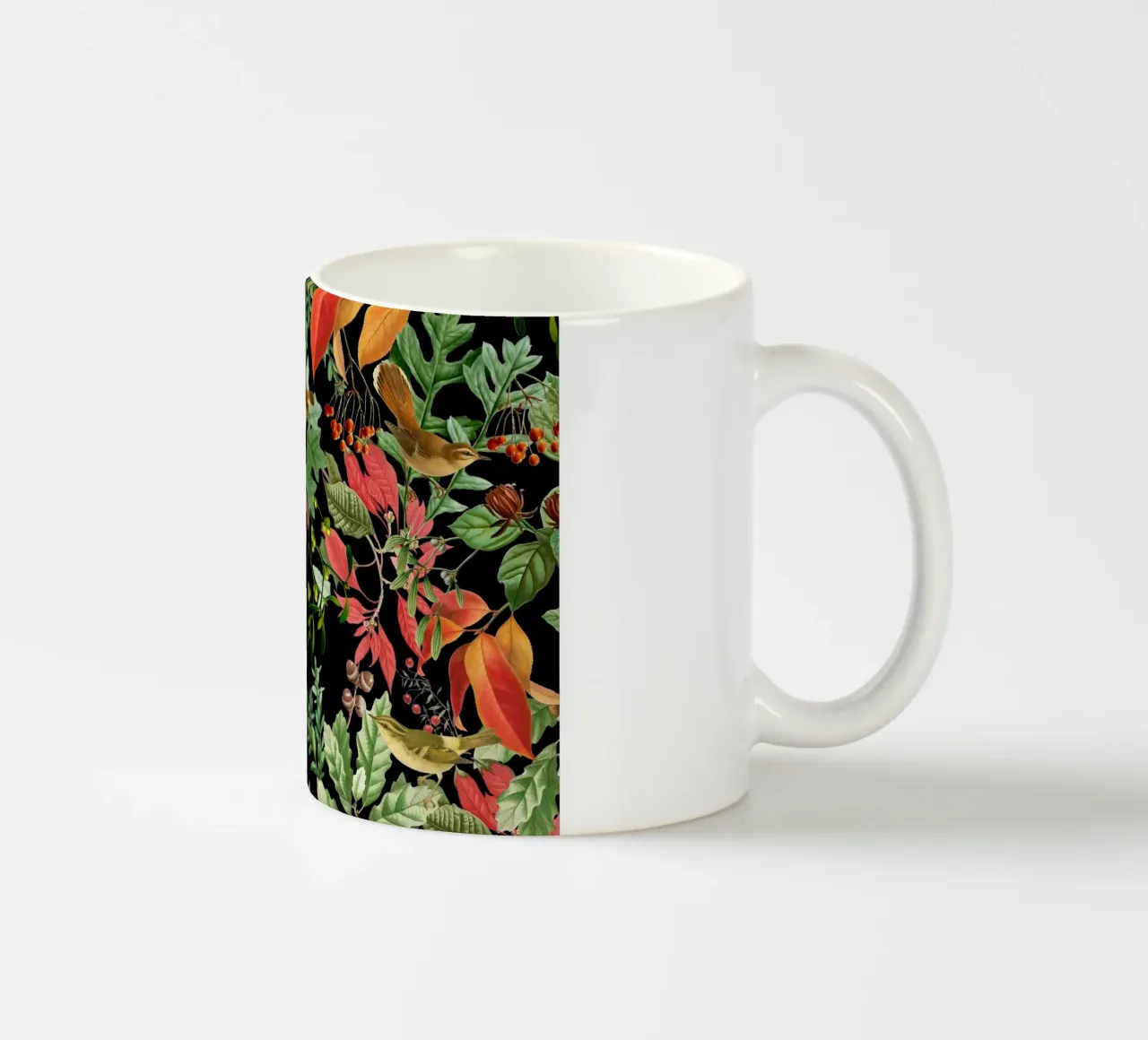 Notte della Foresta Oscura con Uccelli Foglie d'Autunno e Bosco Berr tazza in ceramica da Vintage World - Uta Naumann