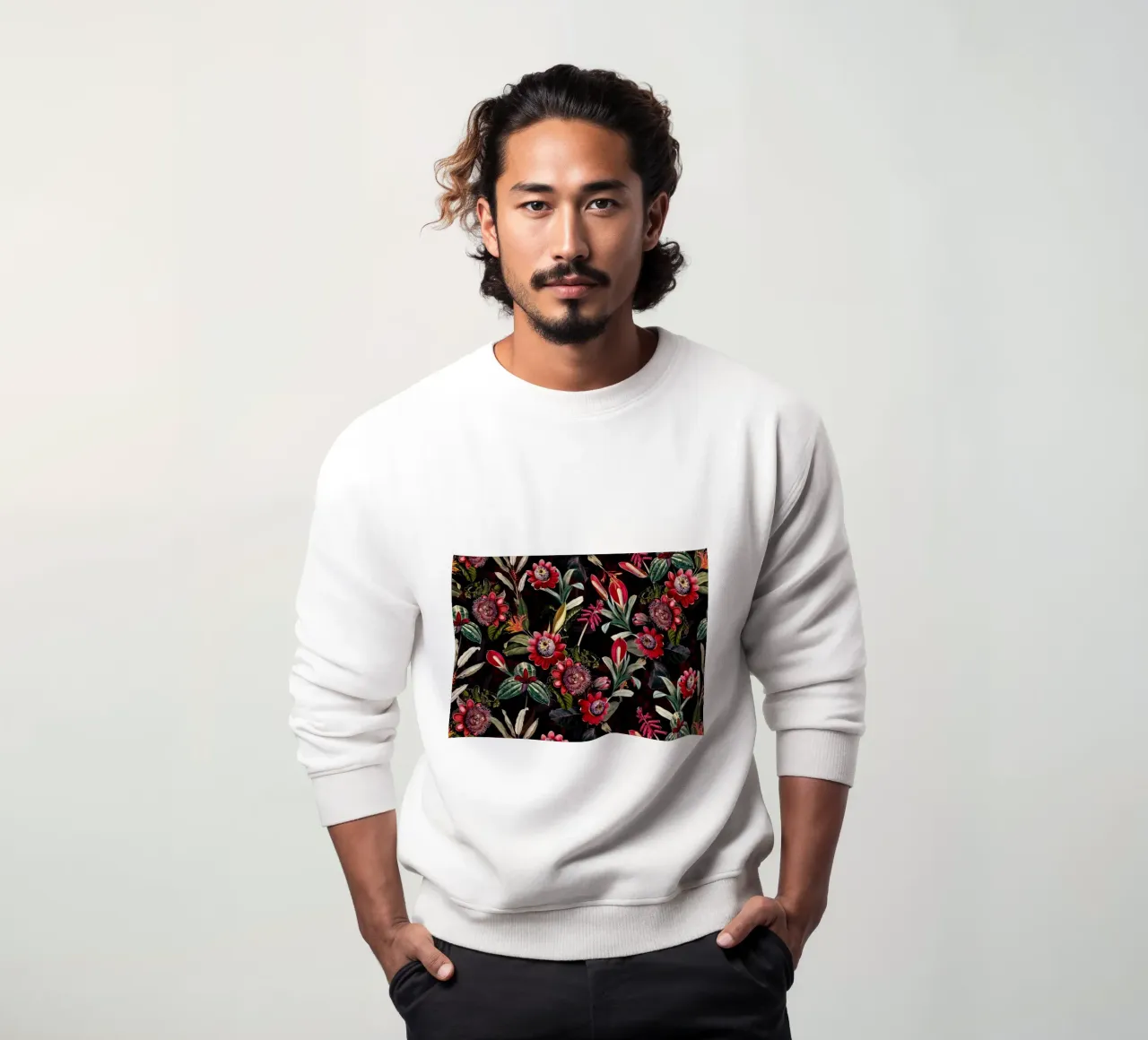Passiflore gotiche scure con giardino notturno tropicale esotico felpa da Vintage World - Uta Naumann