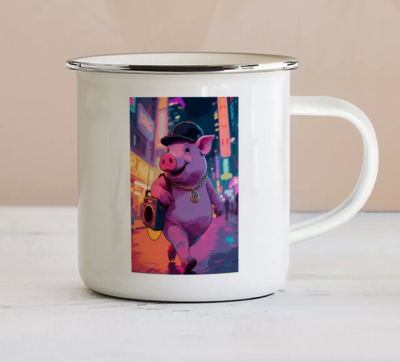 Pig Rapper Music tazza in smalto da knowledge