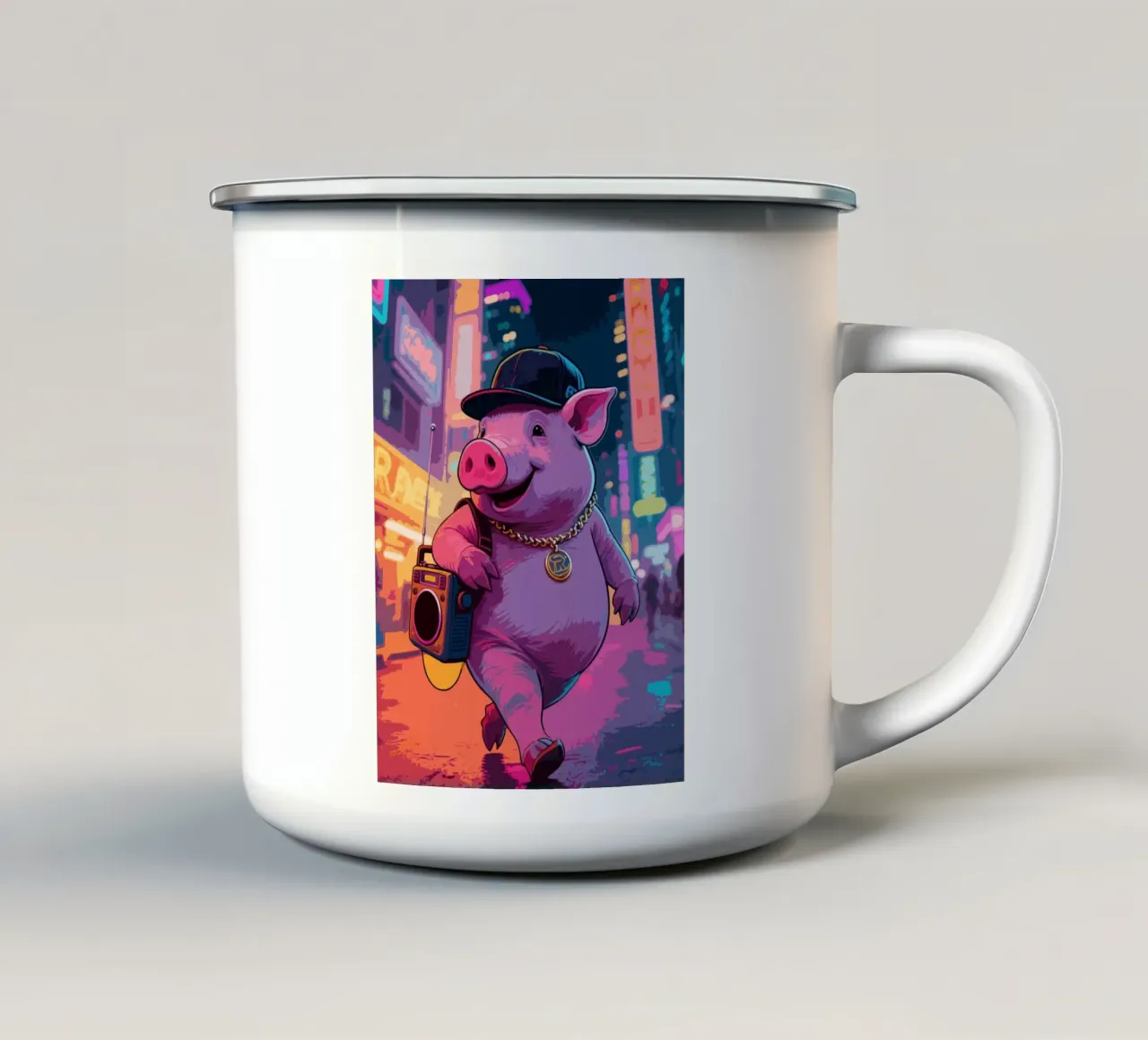 Pig Rapper Music tazza in smalto da knowledge