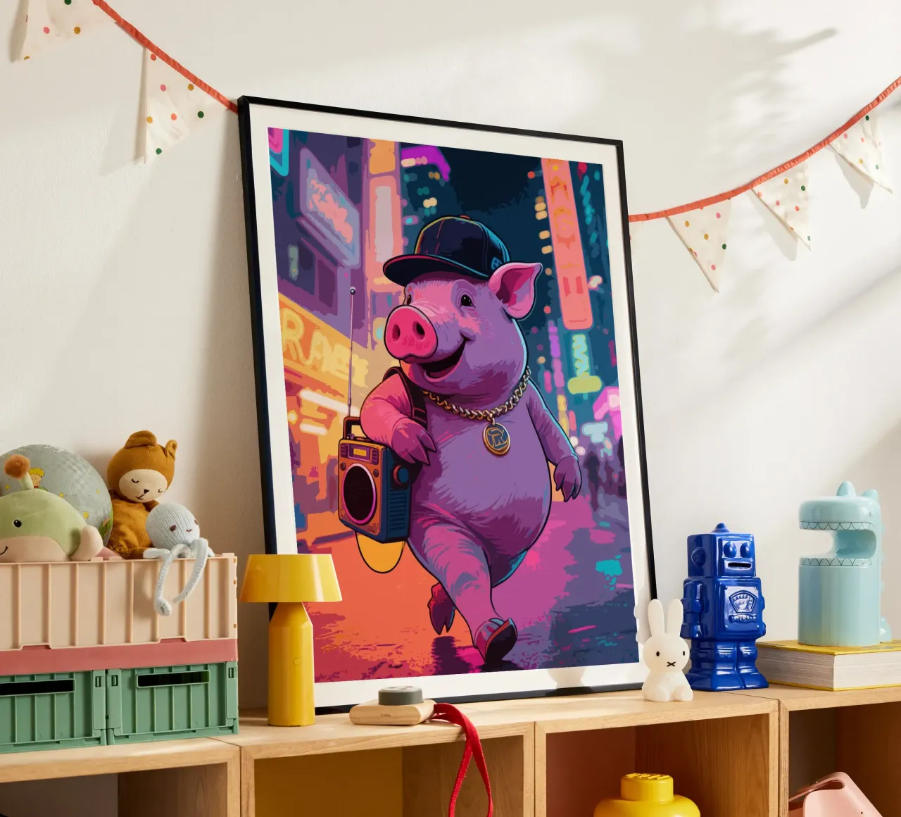 Pig Rapper Music poster con telaio in alluminio da knowledge