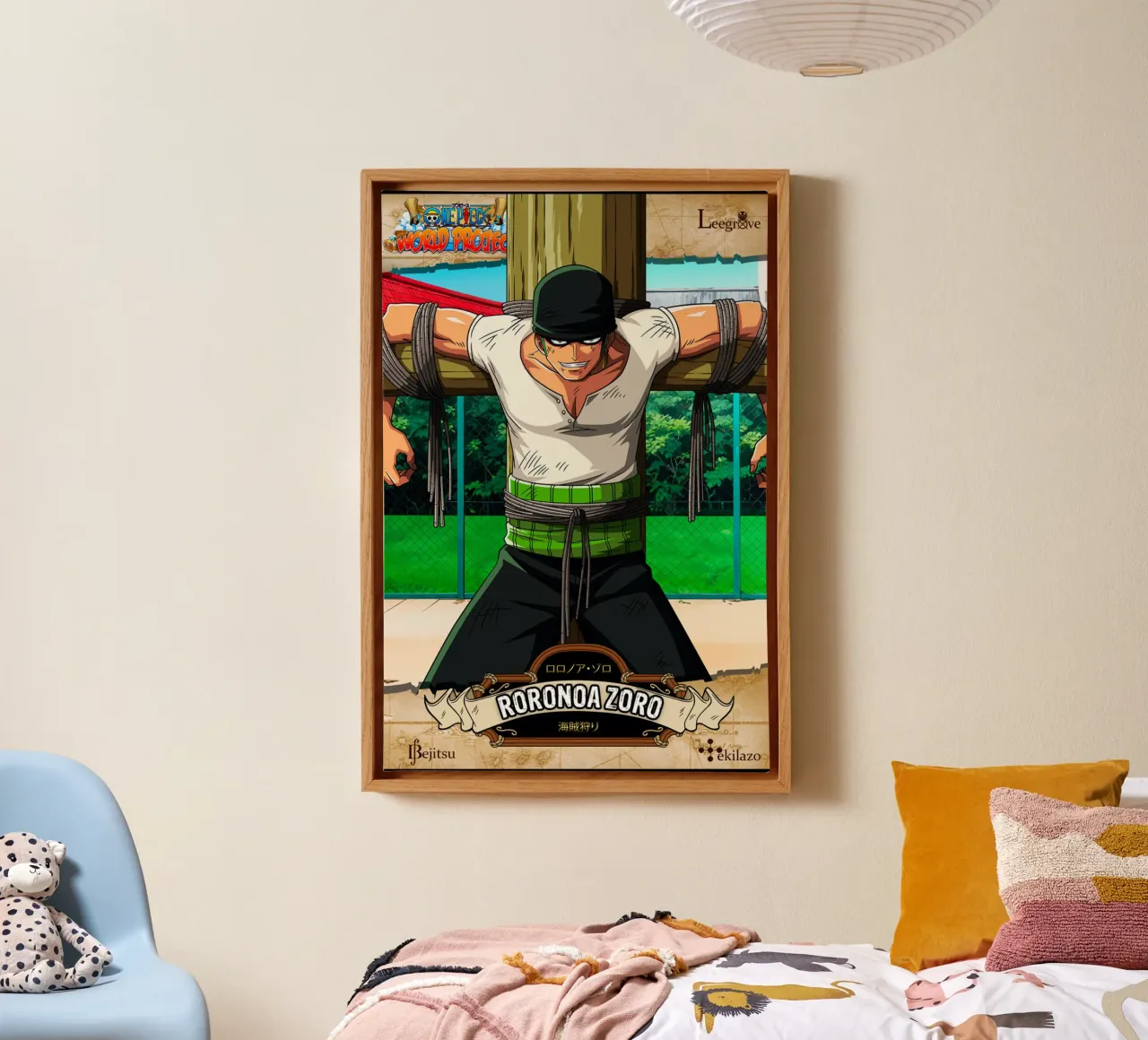 Azione pirati anime - Roronoa Zoro tela con Cornice a cassetta da skurtow
