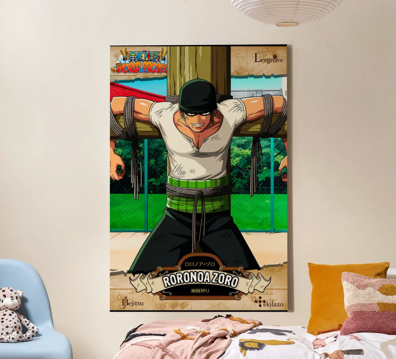 Azione pirati anime - Roronoa Zoro tela con Cornice a cassetta da skurtow