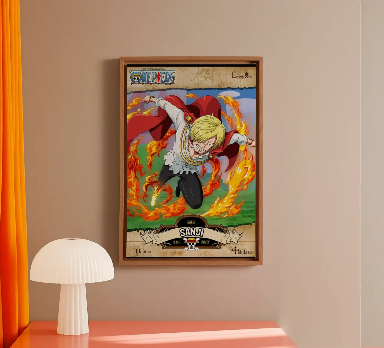 Fantasy pirates anime - Sanji canvas with Floater frame by skurtow