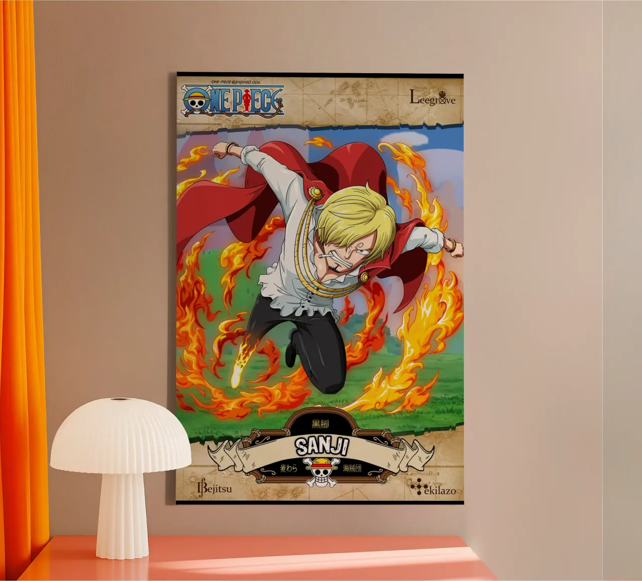Fantasy pirates anime - Sanji canvas with Floater frame by skurtow