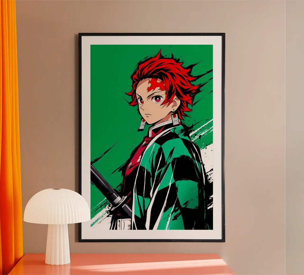 Maglietta essenziale Tanjio Kimetsu No Yaiba poster con telaio in plastica da igoshartwrks