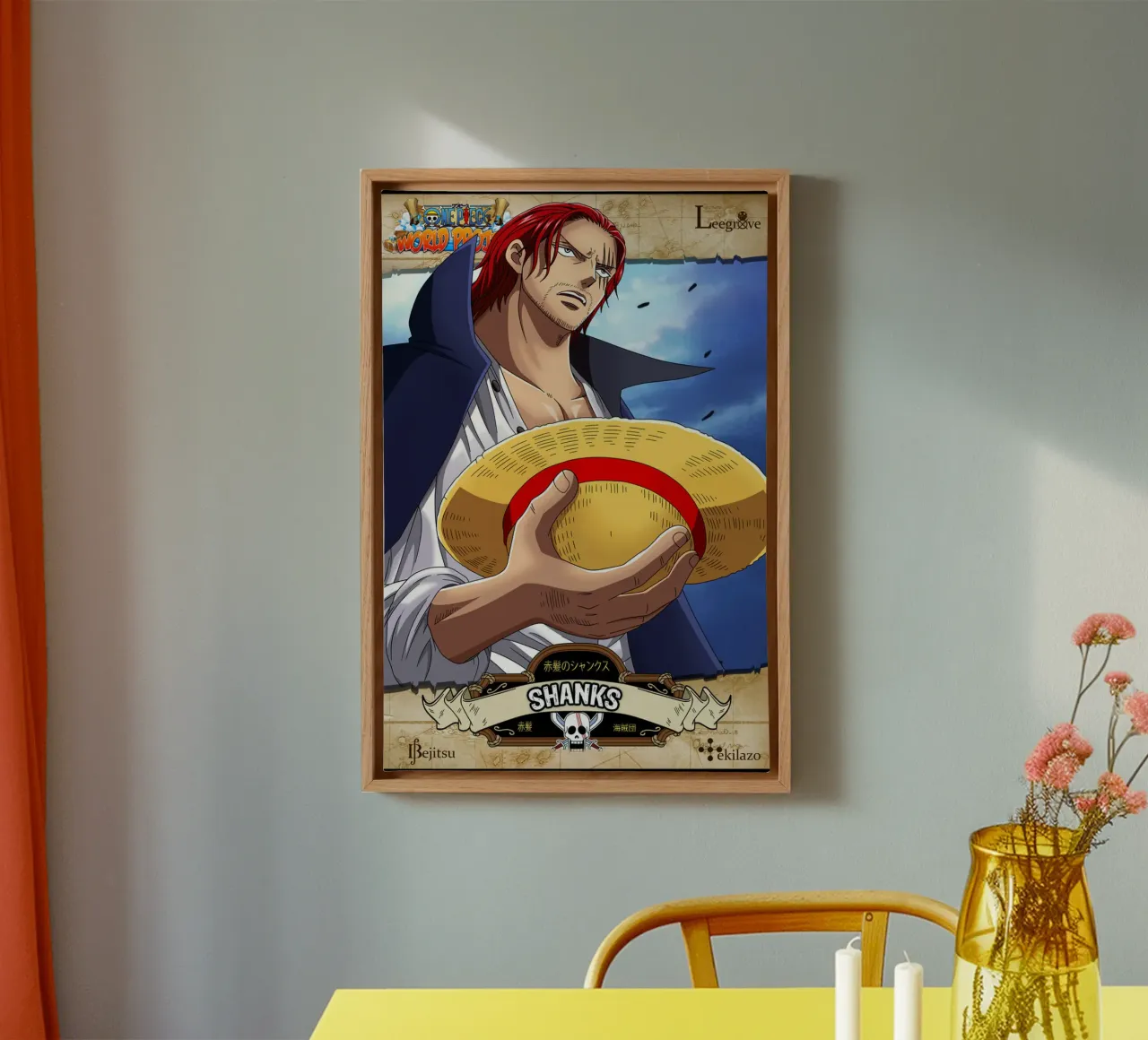Commedia piratesca anime - Shanks tela con Cornice a cassetta da sophielouise.designs
