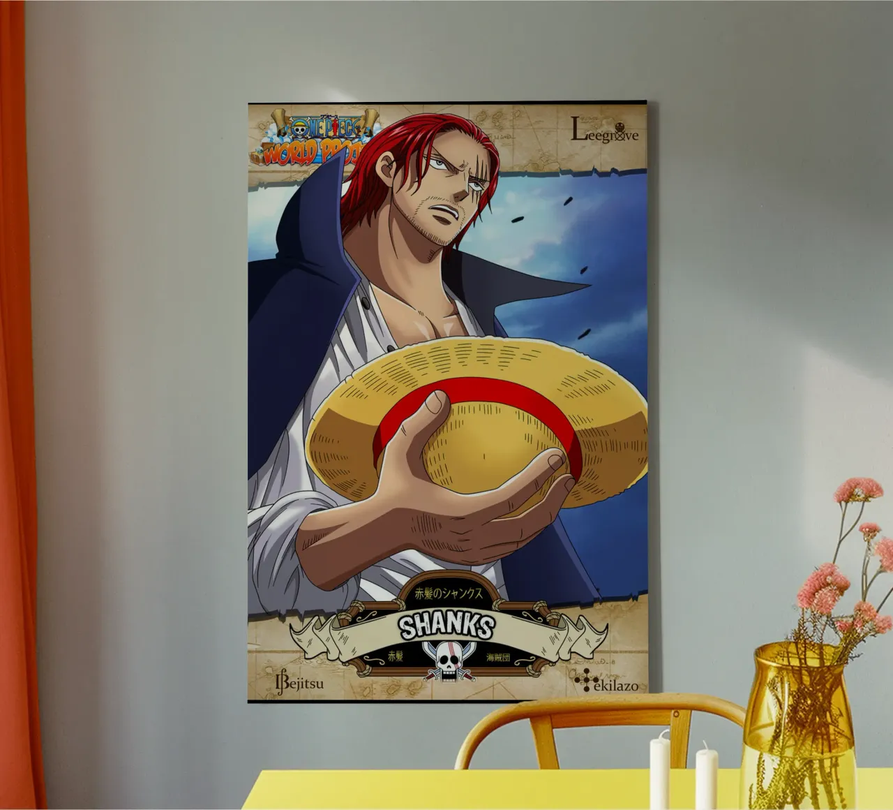 Commedia piratesca anime - Shanks tela con Cornice a cassetta da sophielouise.designs