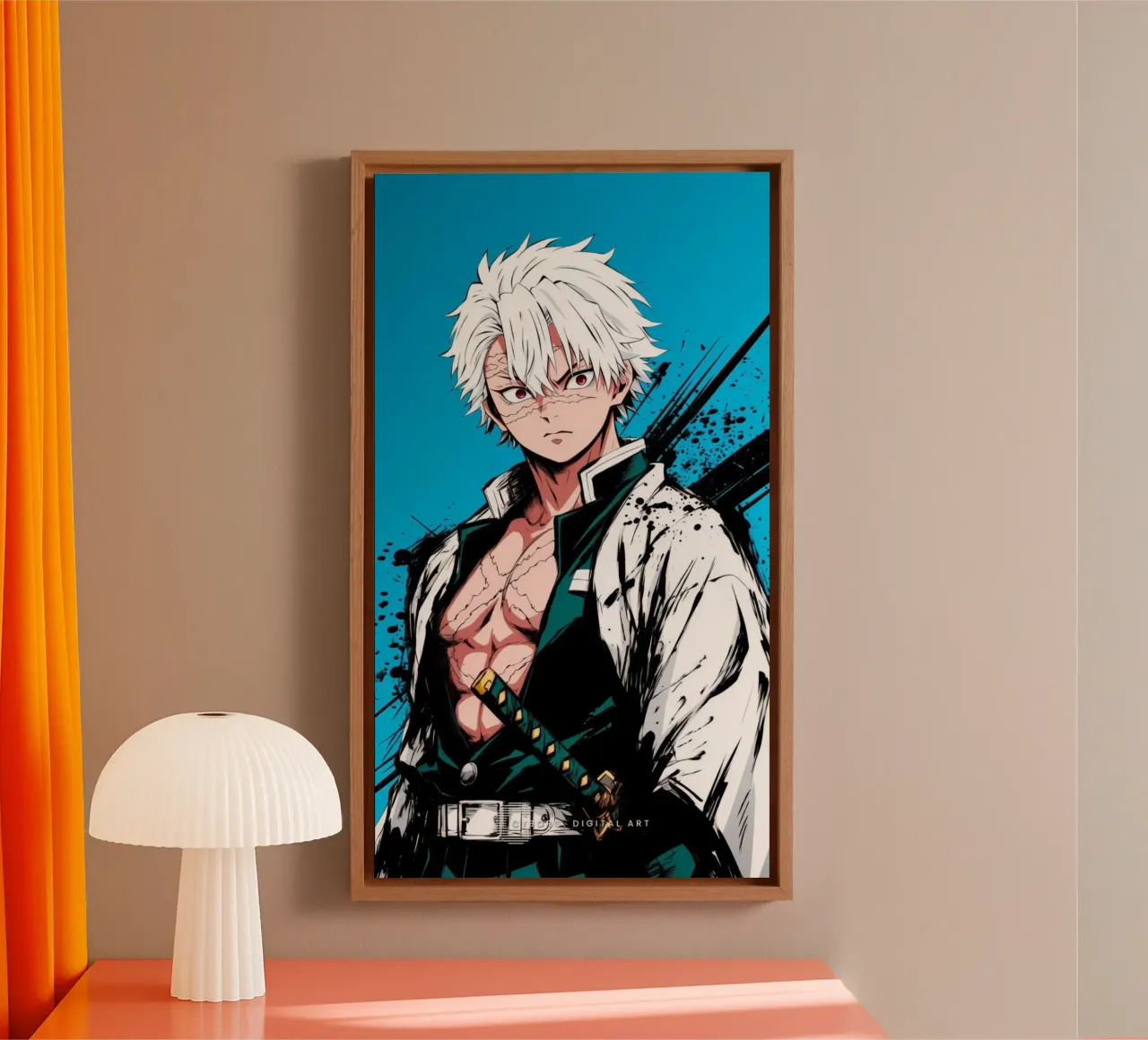 Sanemi Shinazugawa Kimetsu No Yaiba essential canvas with Floater frame by igoshartwrks