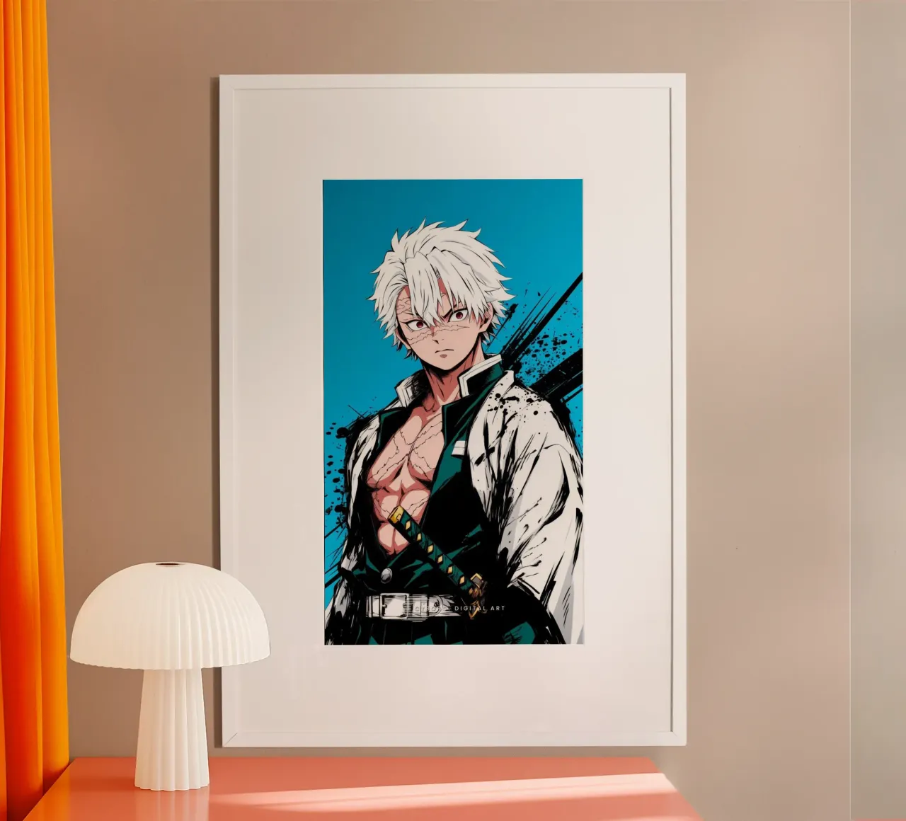 Sanemi Shinazugawa Kimetsu No Yaiba essenziale poster con telaio in alluminio da igoshartwrks