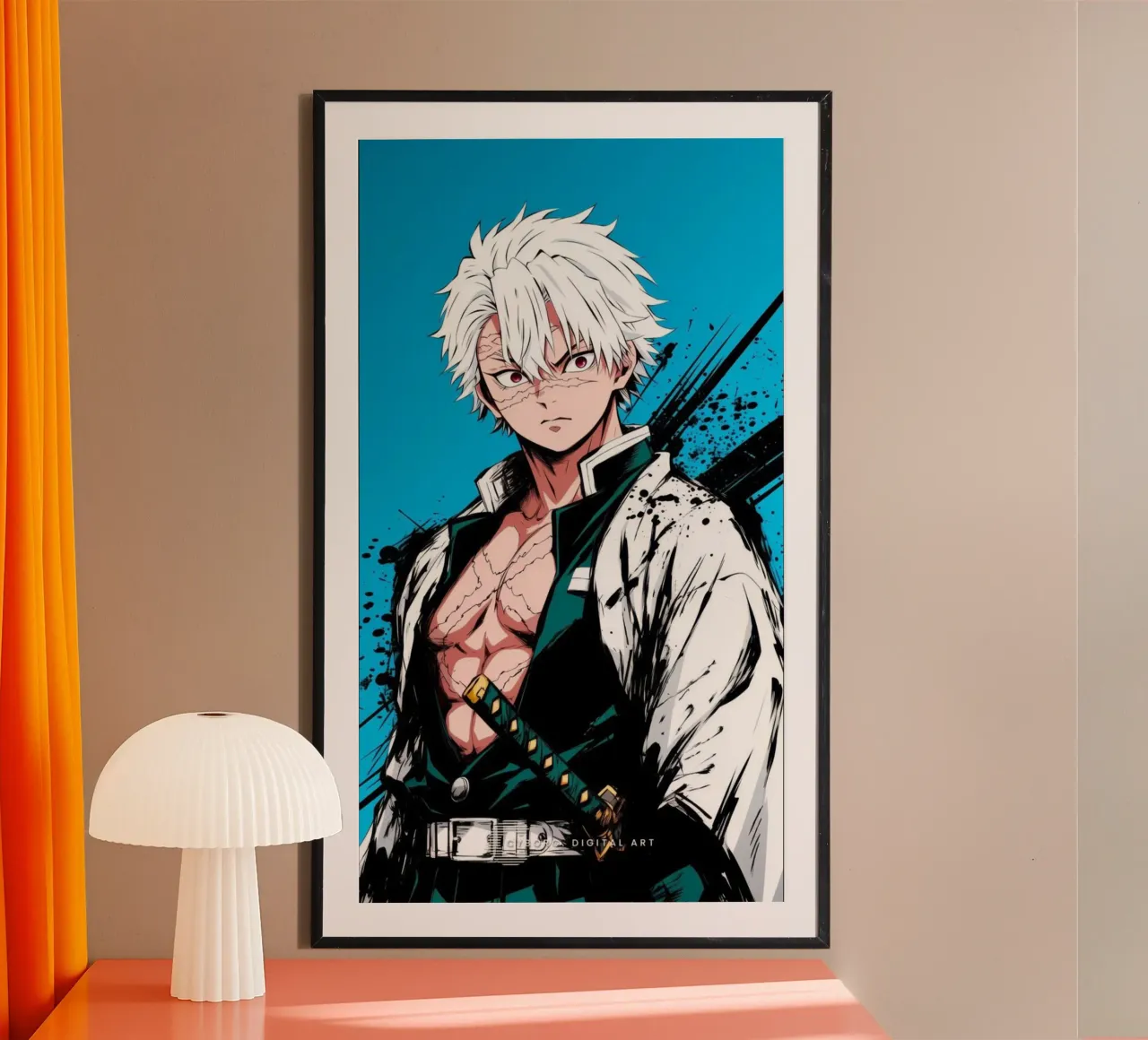 Sanemi Shinazugawa Kimetsu No Yaiba essenziale poster con telaio in alluminio da igoshartwrks