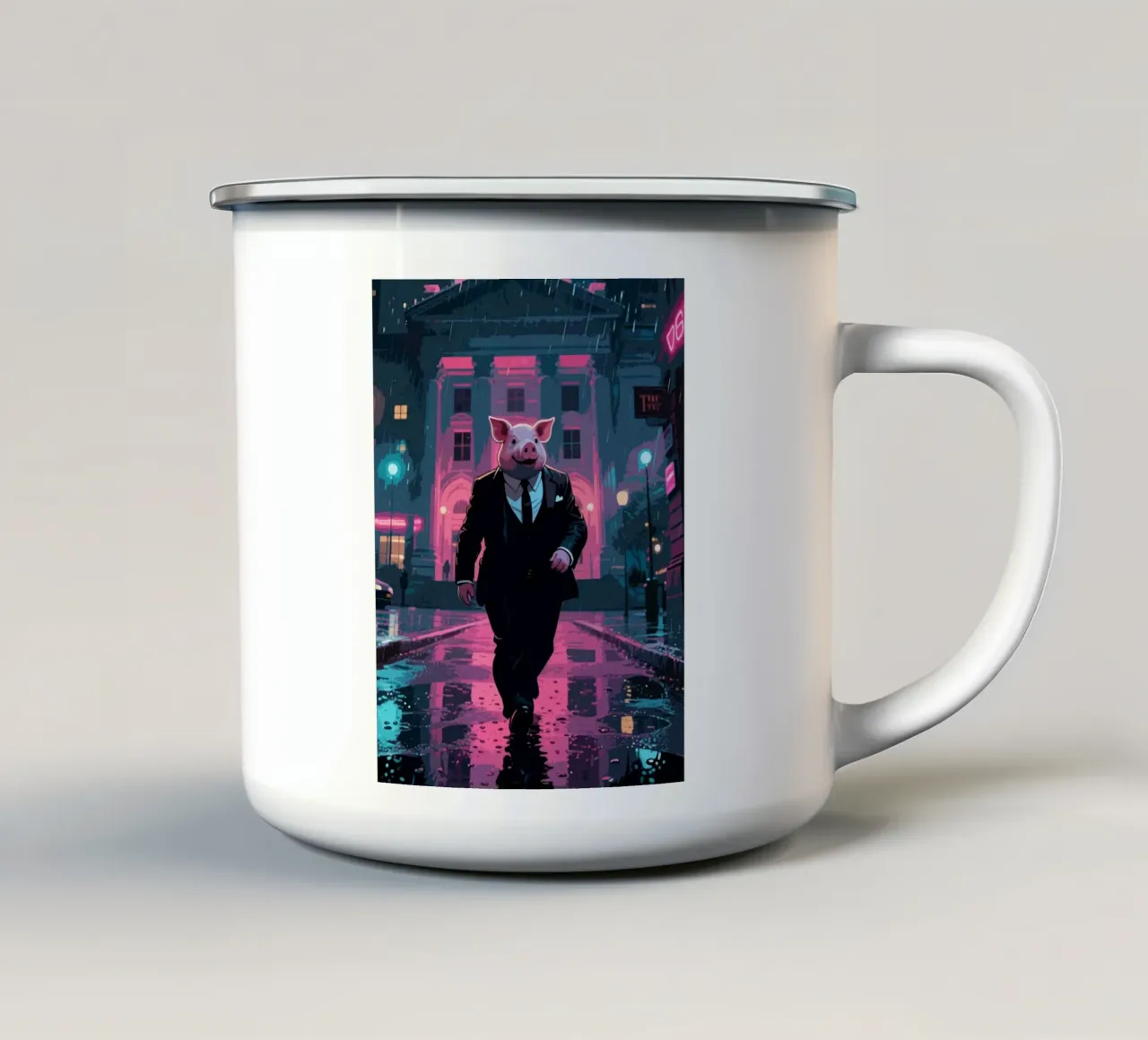 Mafia Pig tazza in smalto da knowledge