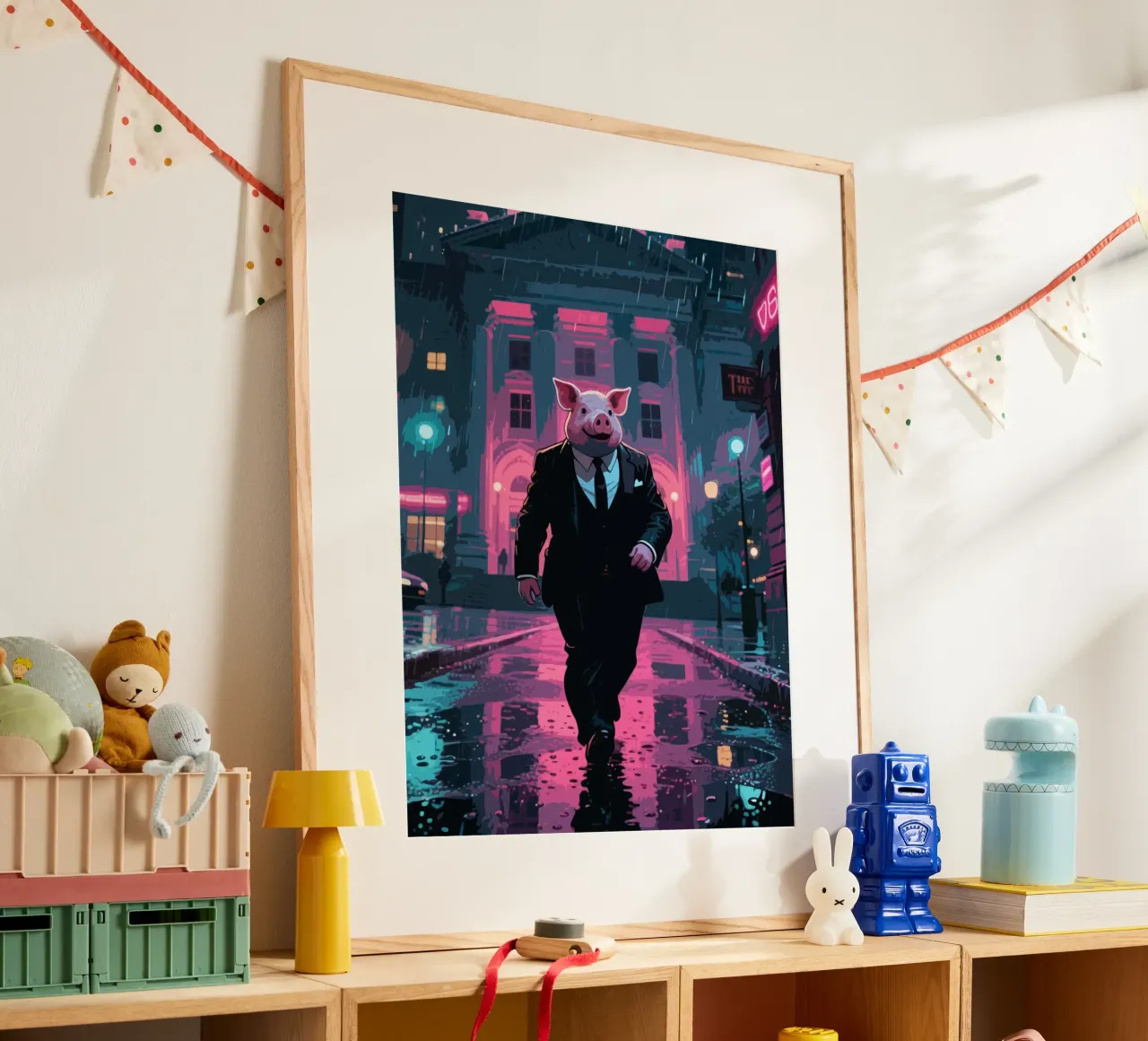 Mafia Pig poster con telaio in plastica da knowledge