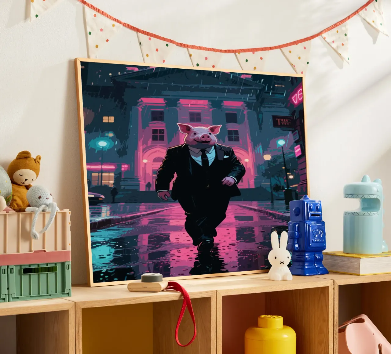 Mafia Pig poster con telaio in plastica da knowledge