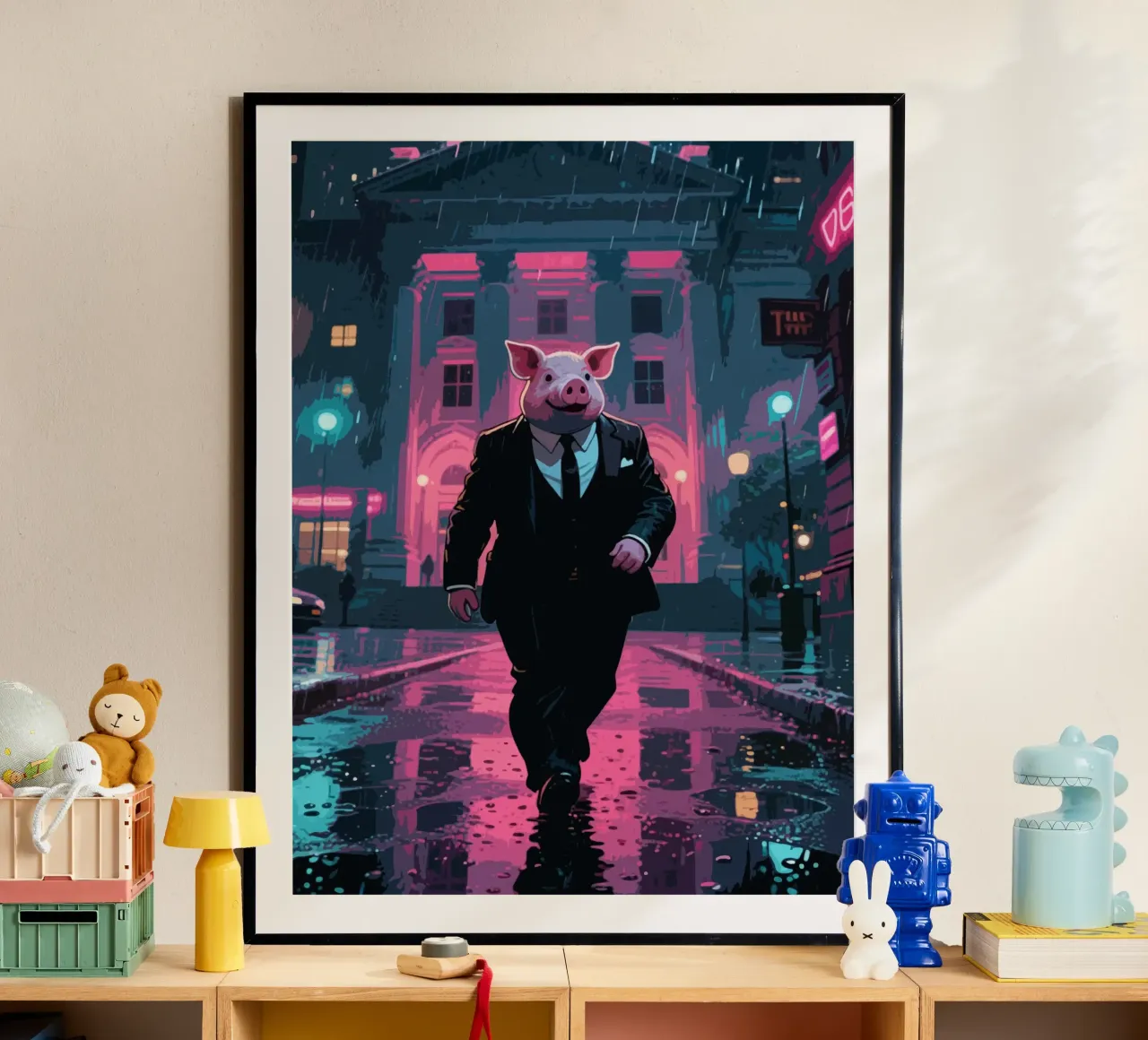 Mafia Pig poster con telaio in plastica da knowledge