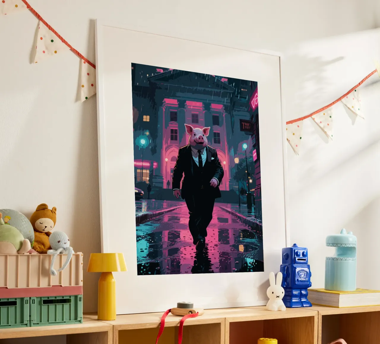 Mafia Pig poster con telaio in plastica da knowledge