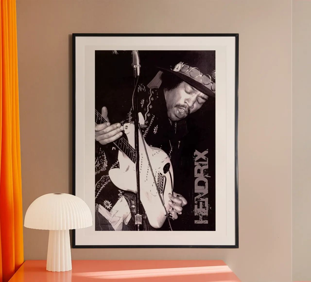 Ritratto vintage in bianco e nero di Jimi Hendrix poster da leguesdreams