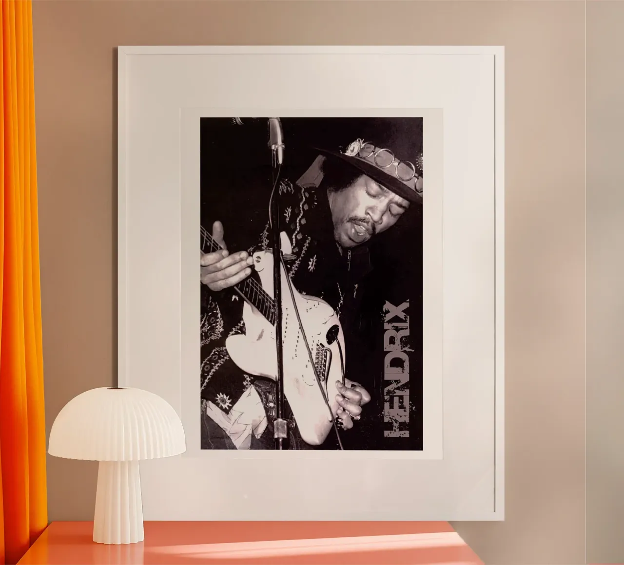 Ritratto vintage in bianco e nero di Jimi Hendrix poster da leguesdreams