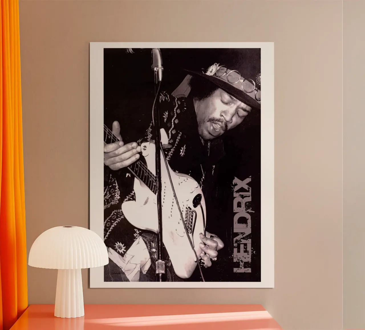 Ritratto vintage in bianco e nero di Jimi Hendrix poster da leguesdreams