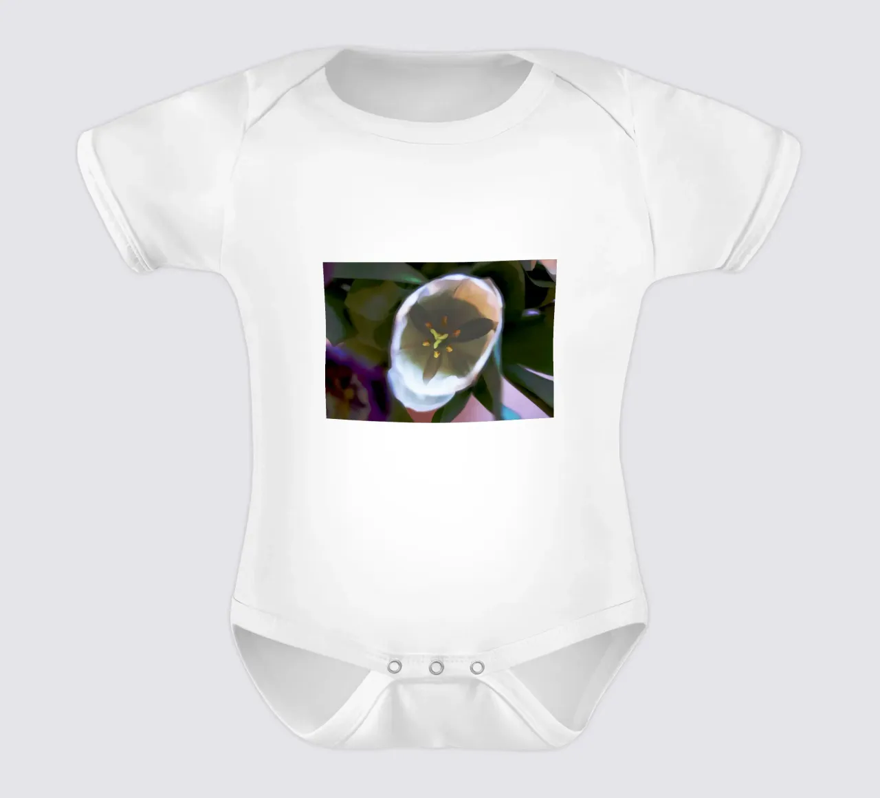 Inner Bloom - Abstract White Tulip Fine Art Print short-sleeve baby romper by jay