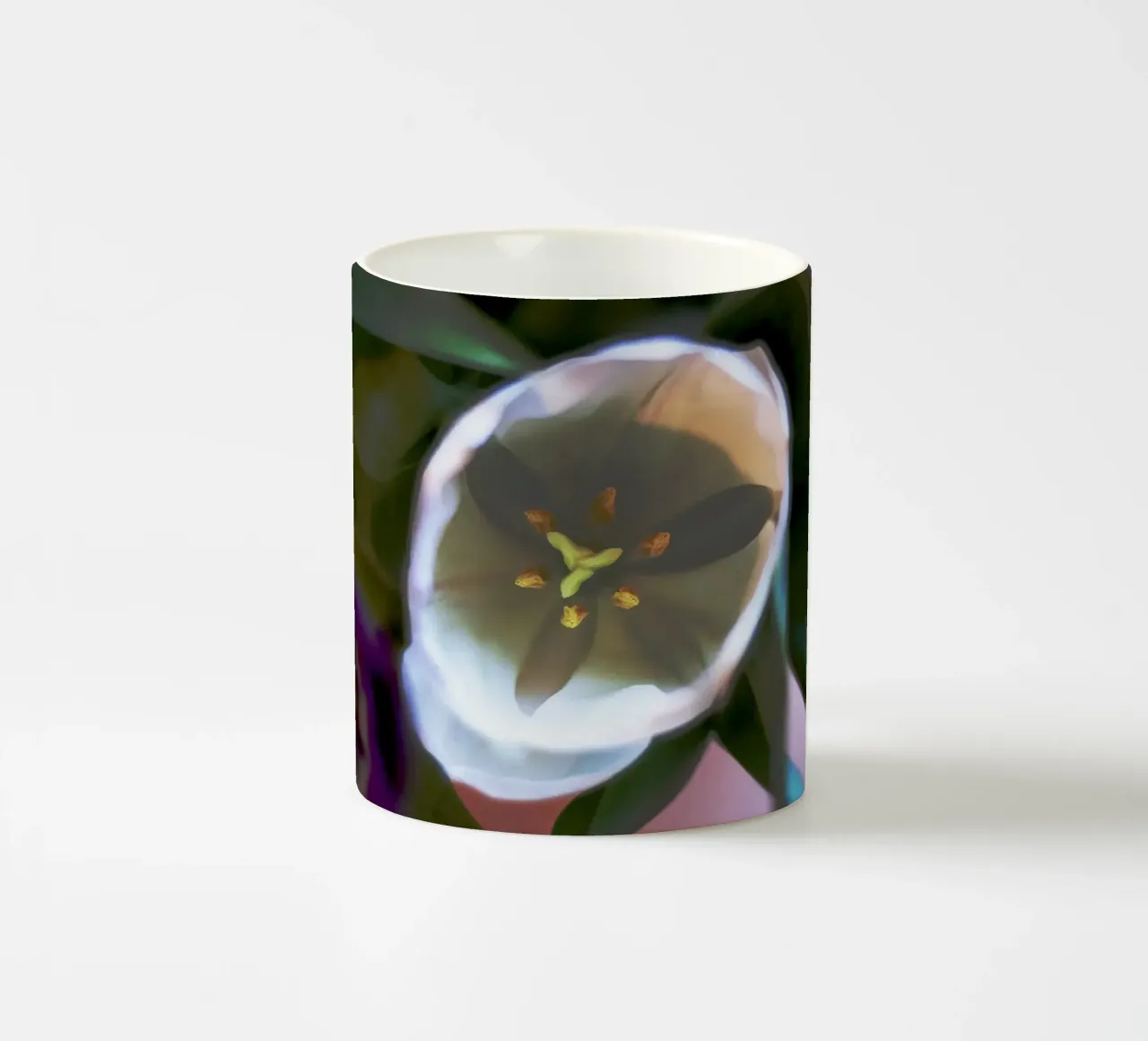Inner Bloom - Abstract Witte Tulp Fine Art Print keramische mok van jay