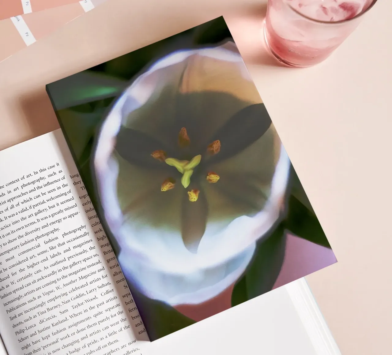 Inner Bloom - Abstract White Tulip Fine Art Print notebook by jay