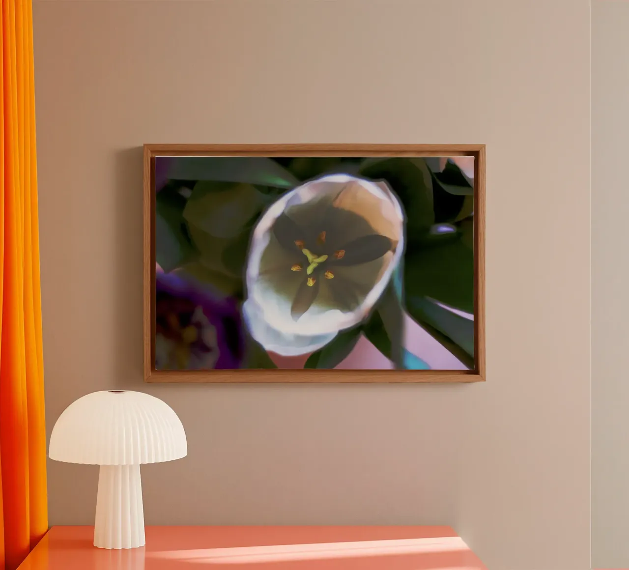 Inner Bloom - Abstract Witte Tulp Fine Art Print canvas met Baklijst van jay