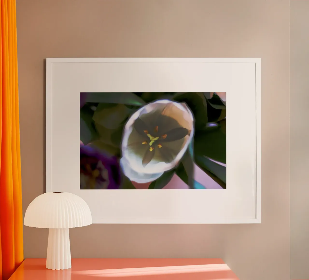Inner Bloom - Abstract Witte Tulp Fine Art Print poster van jay
