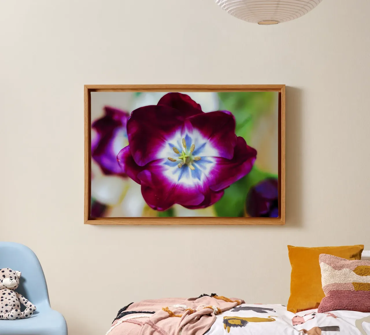 Mystic Core – Deep Violet Tulip Fine Art Print canvas with Floater frame by jay