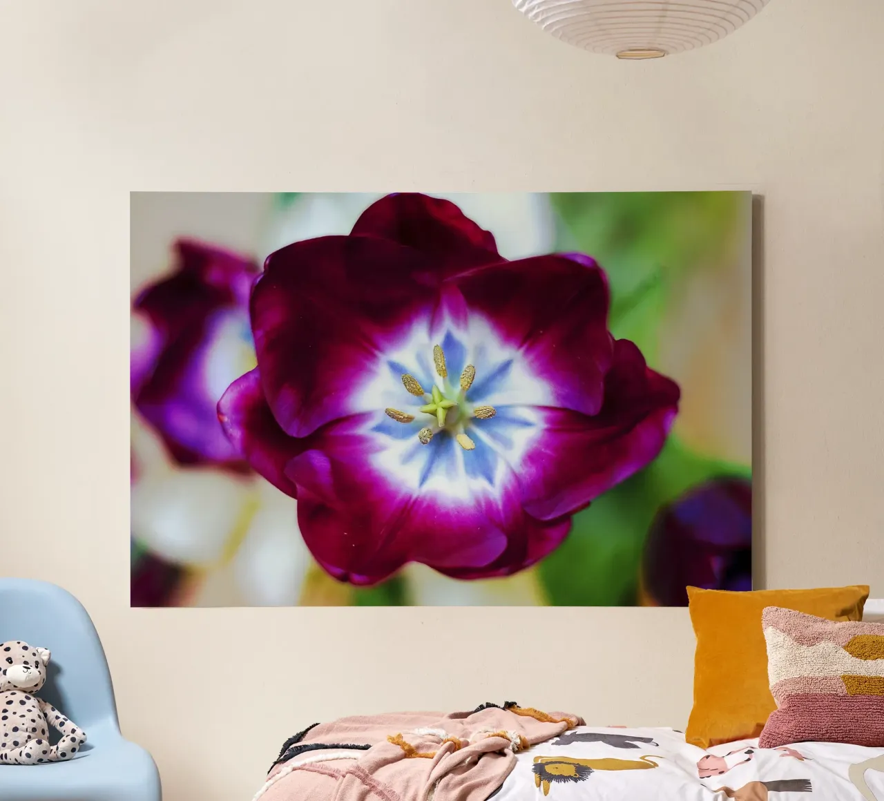 Mystic Core – Deep Violet Tulip Fine Art Print canvas with Floater frame by jay