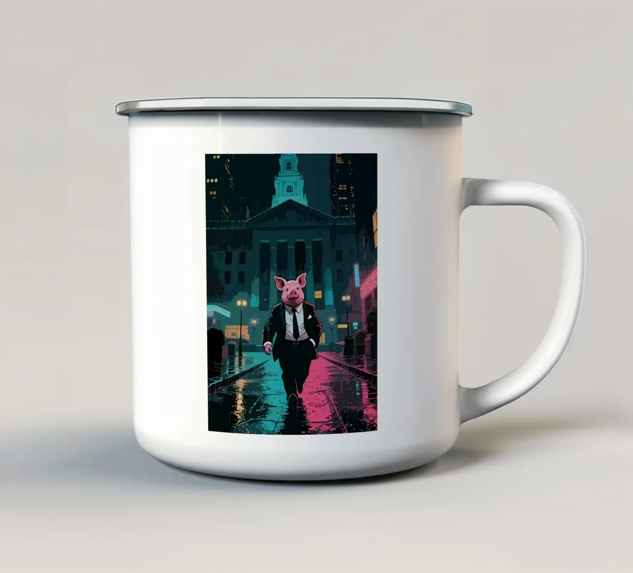 Agent Mafia Funny Pig tazza in smalto da knowledge