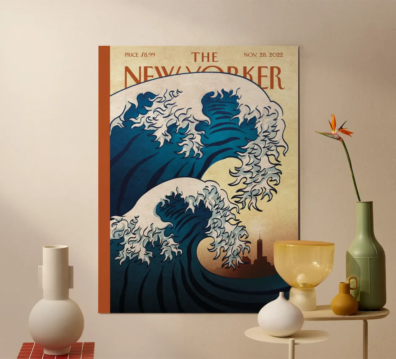 Il futuro è qui Arte di Birgit Schössow, The New Yorker poster con telaio in legno da appsi