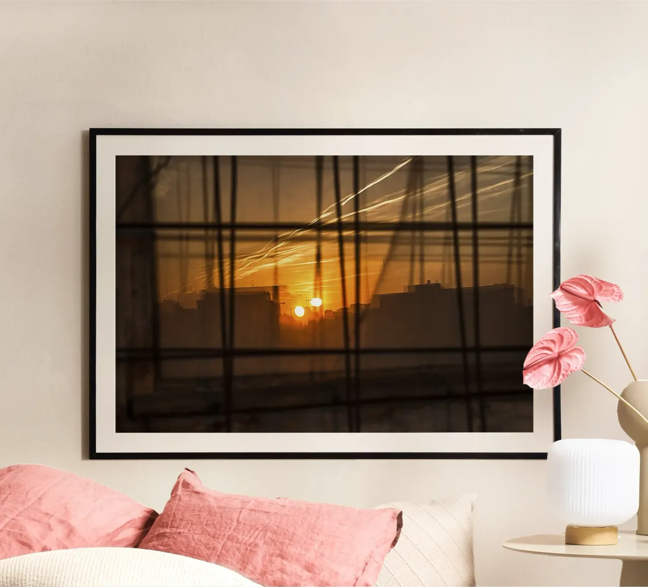 Twee zonnen boven de stad - Urban Abstract Print poster van jay