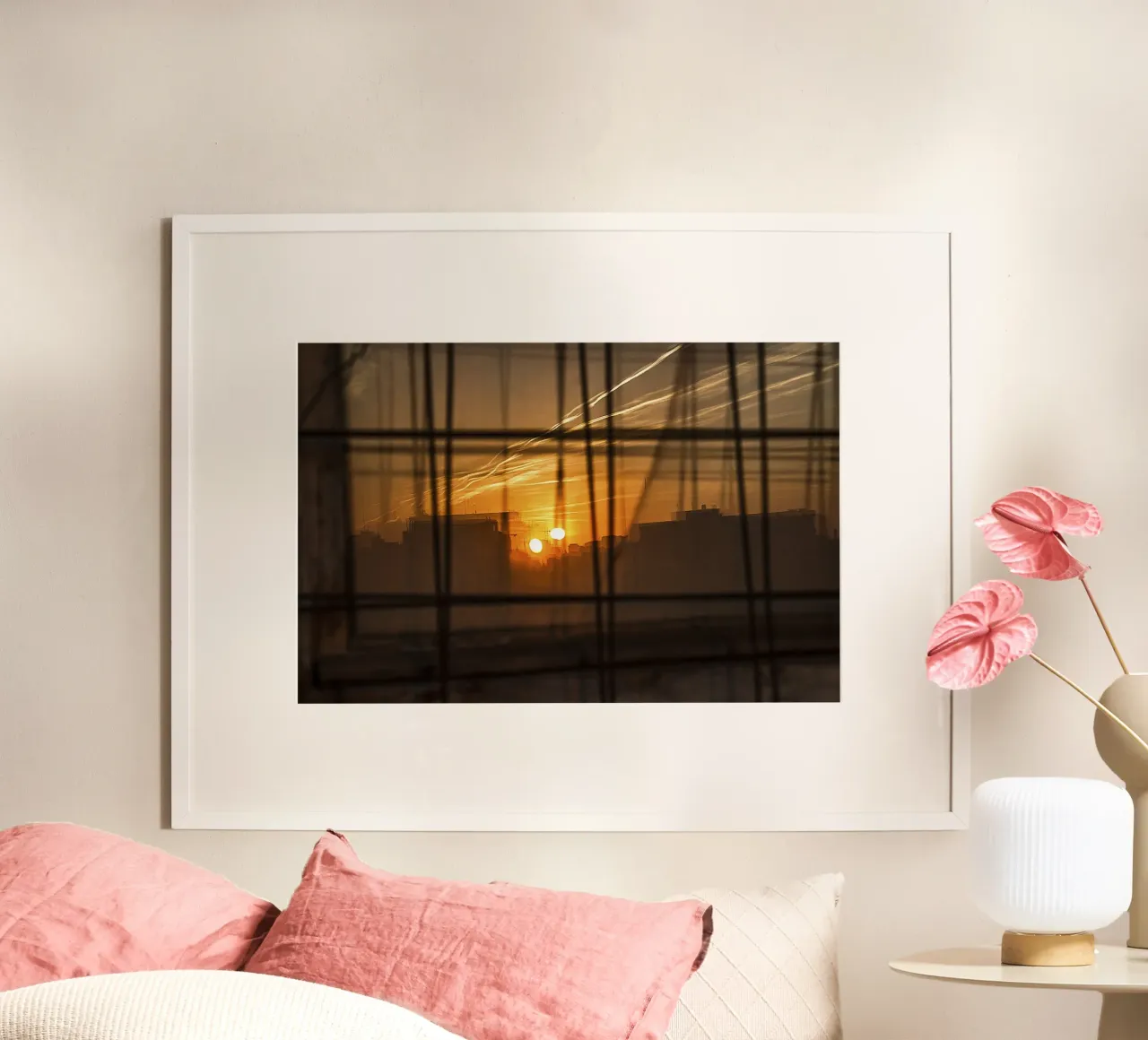 Twee zonnen boven de stad - Urban Abstract Print poster van jay