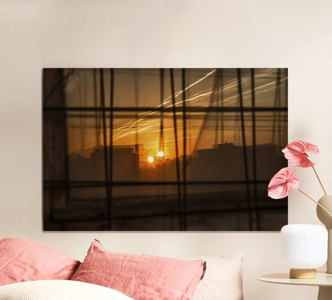 Twee zonnen boven de stad - Urban Abstract Print poster van jay