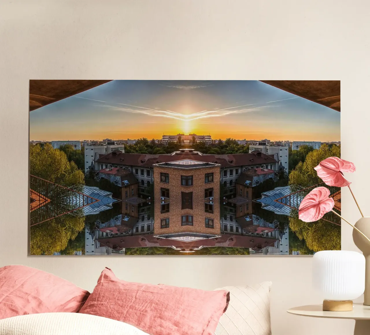 Sunset Stedelijke Geometrie - Kunstdruk poster van jay