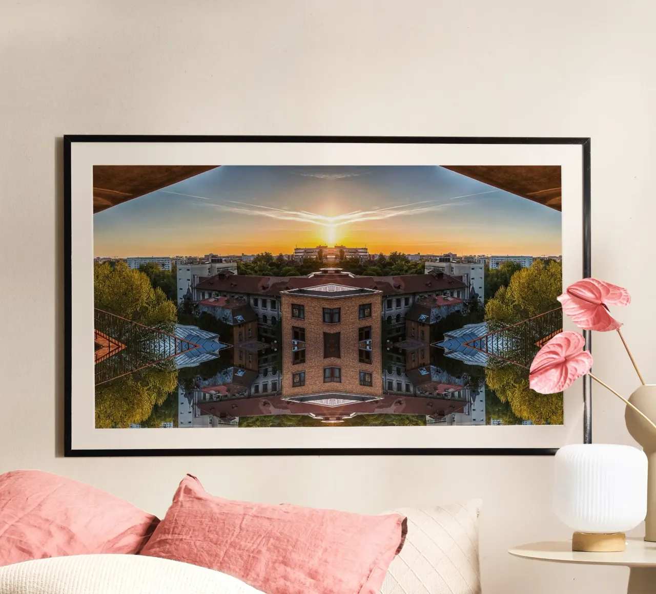 Sunset Stedelijke Geometrie - Kunstdruk poster van jay