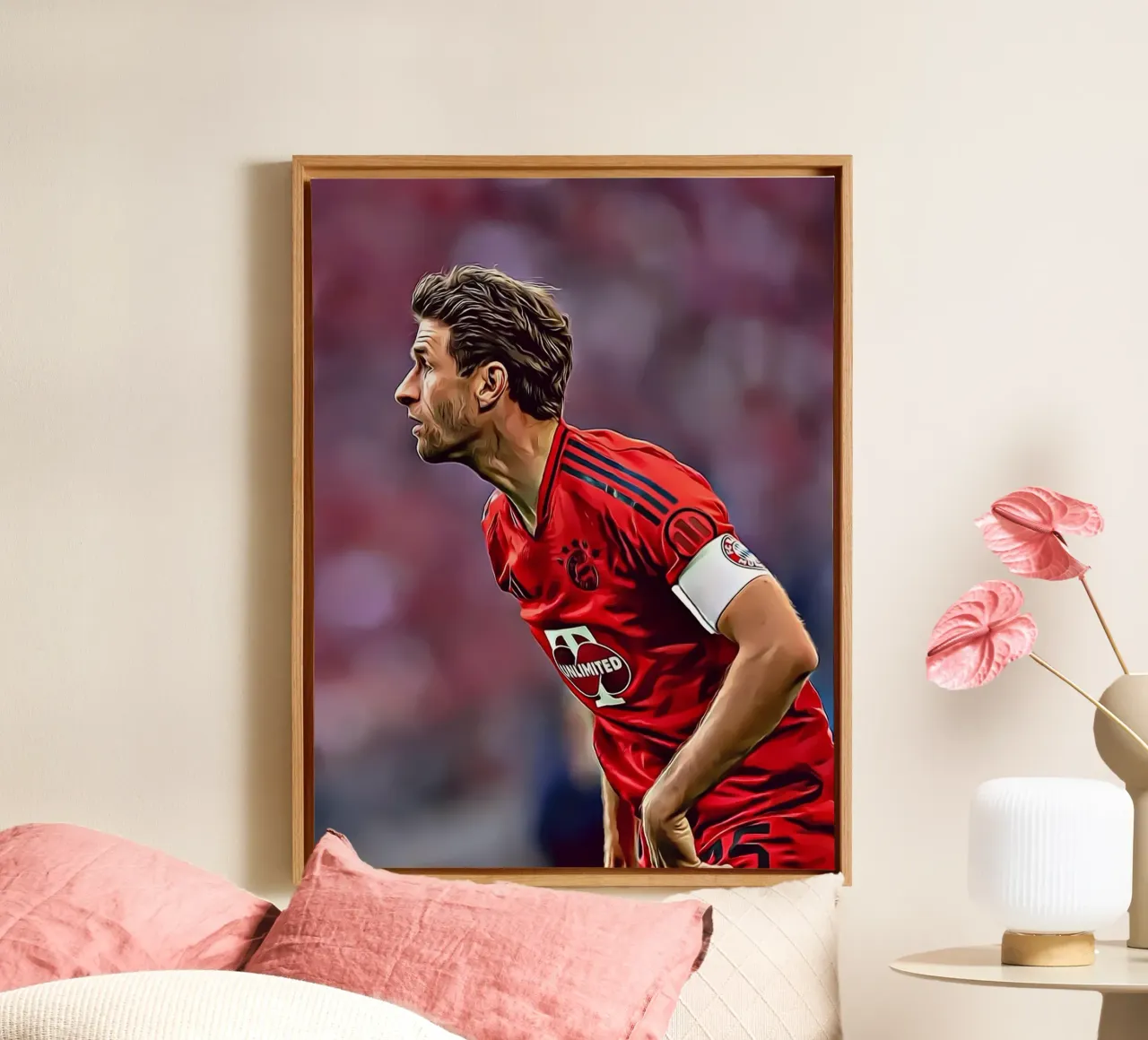 Thomas Müller Capitano del Bayern Poster d'arte digitale tela con Cornice a cassetta da ArdanART