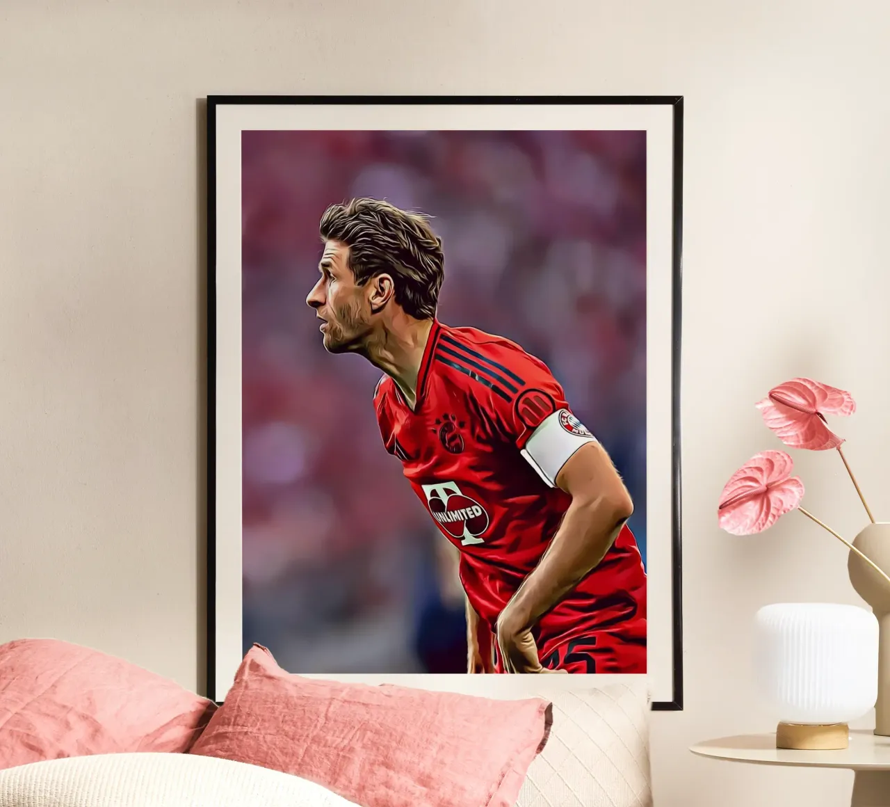 Thomas Müller Capitano del Bayern Poster d'arte digitale poster con telaio in legno da ArdanART