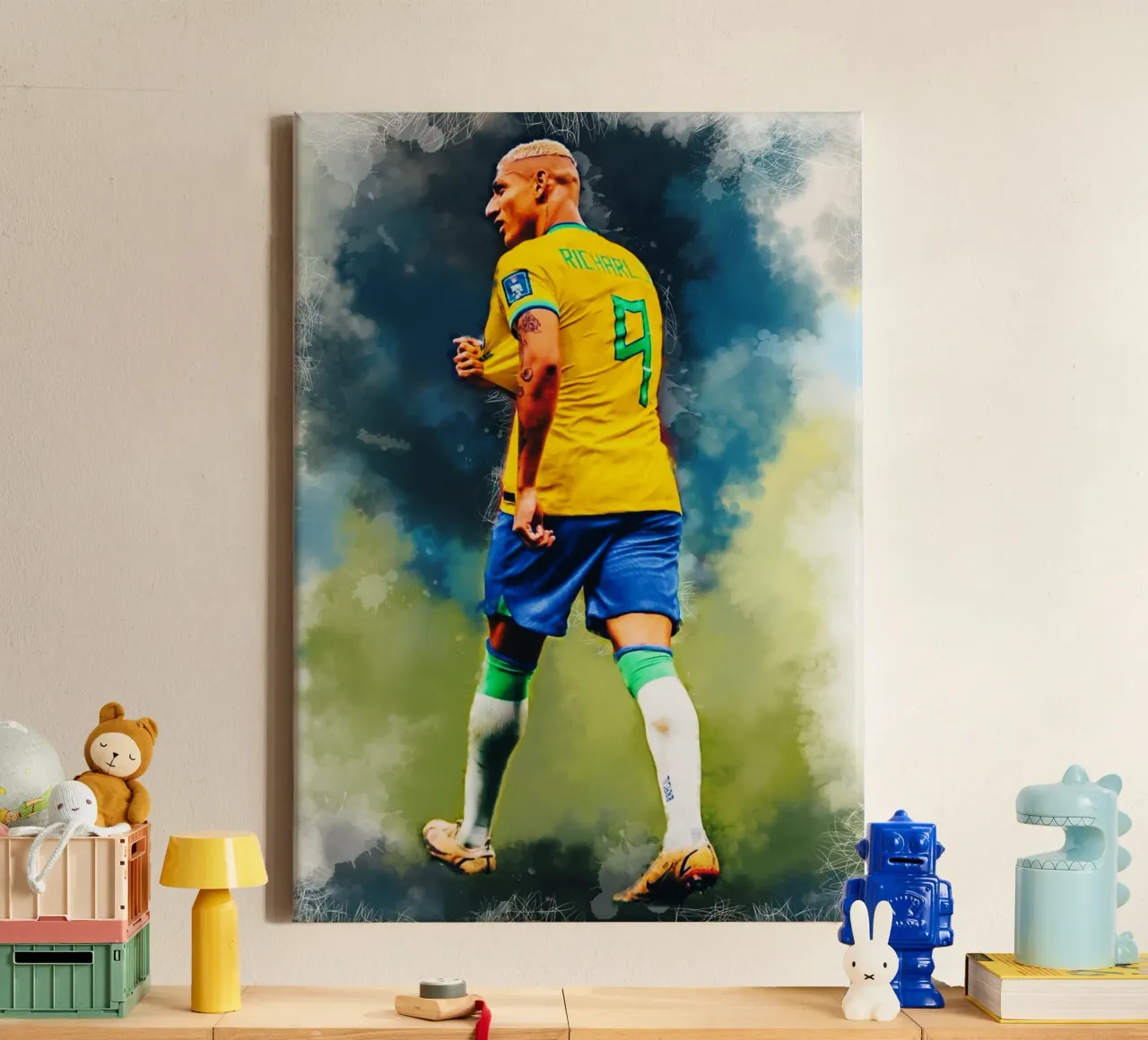 Richarlison Giocatore di calcio brasiliano tela con Cornice a cassetta da Lembayung art