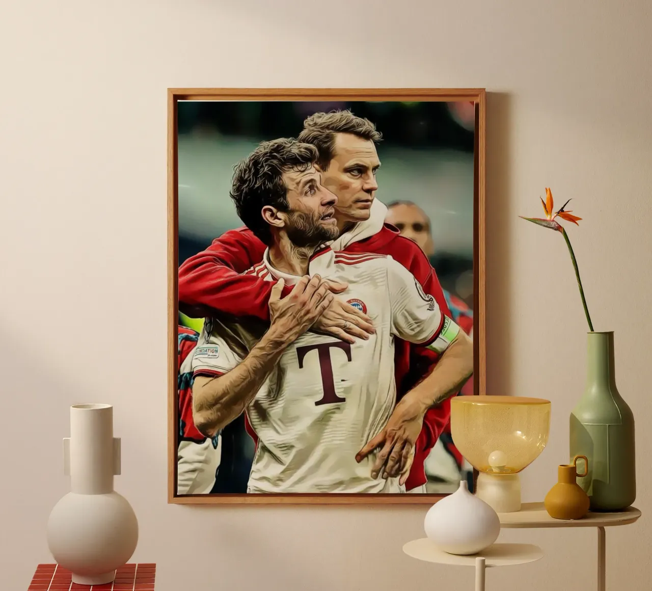 Momento di calcio emozionale Poster d'arte digitale tela con Cornice a cassetta da ArdanART