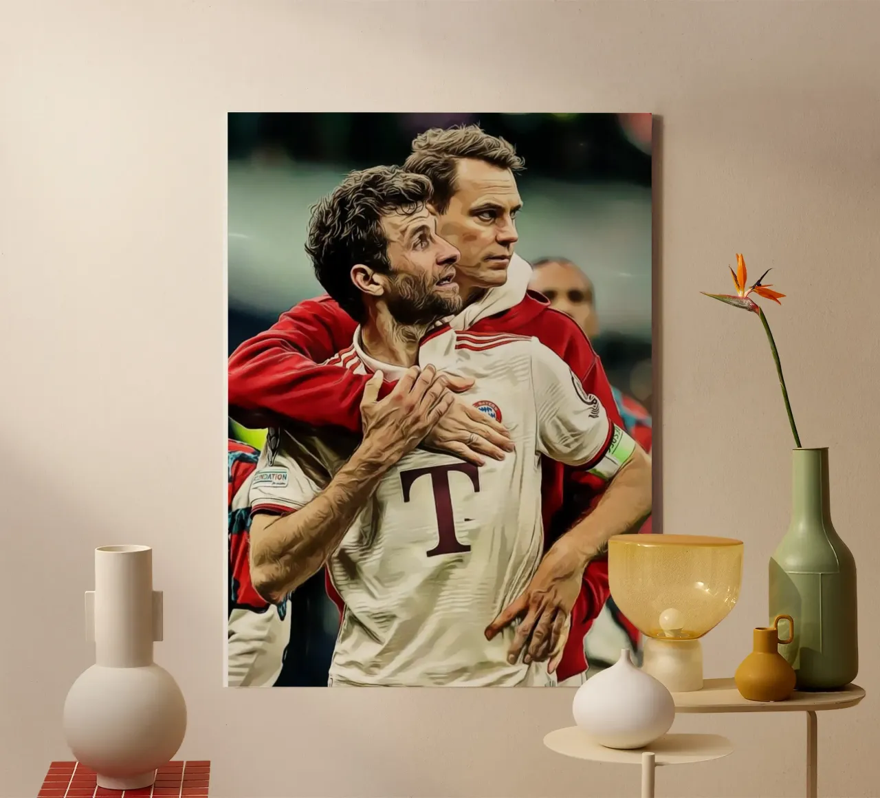 Momento di calcio emozionale Poster d'arte digitale tela con Cornice a cassetta da ArdanART
