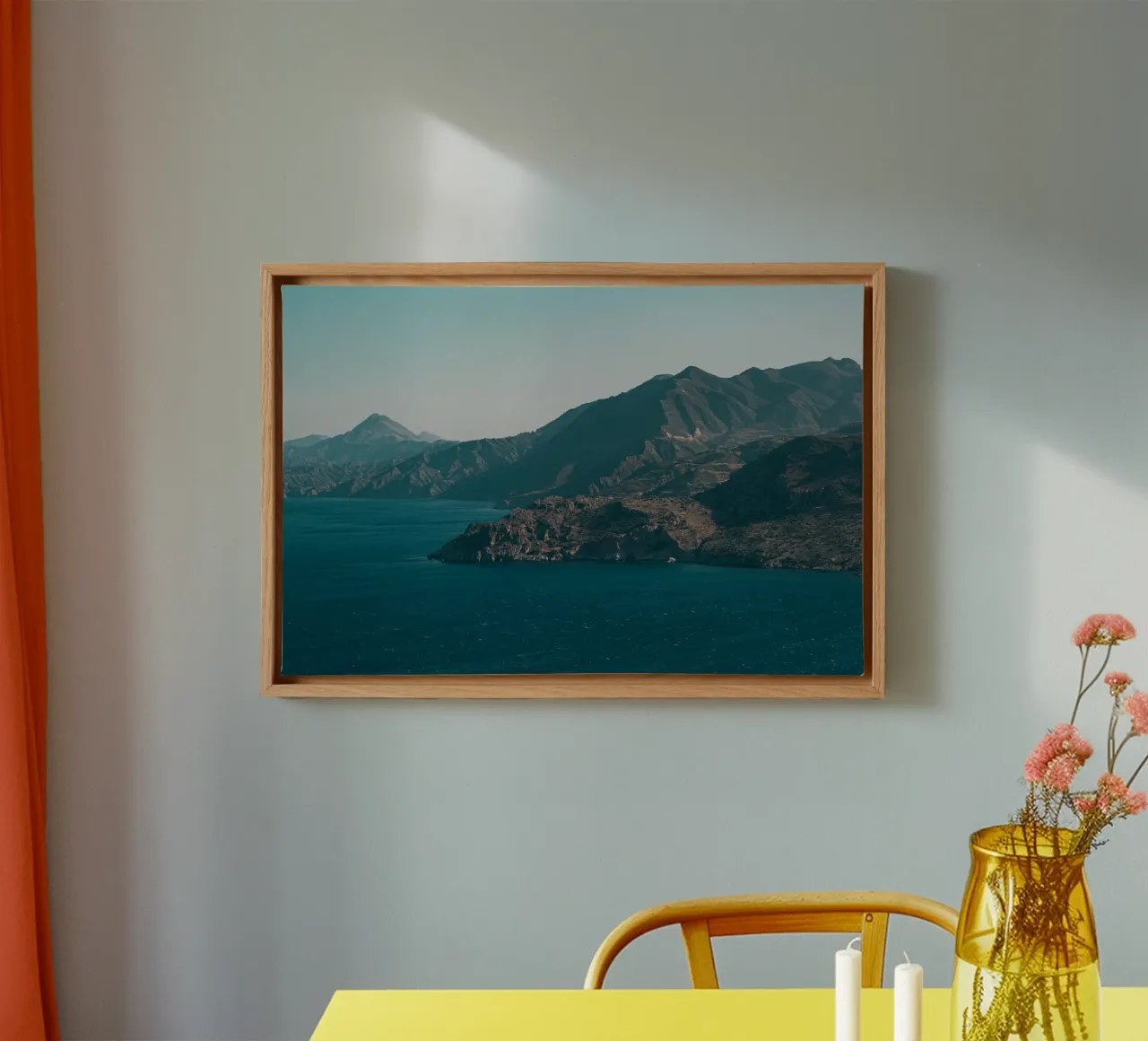 montagna che sorge dal mare tela con Cornice a cassetta da Earthly Visions