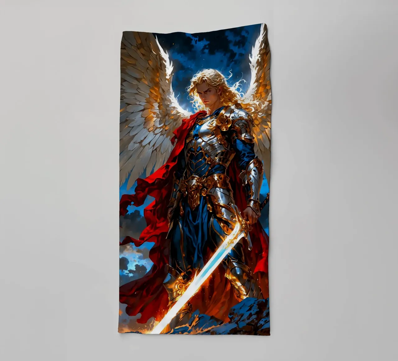 Arcangelo alato con spada asciugamano da bagno da Fleur de Lys