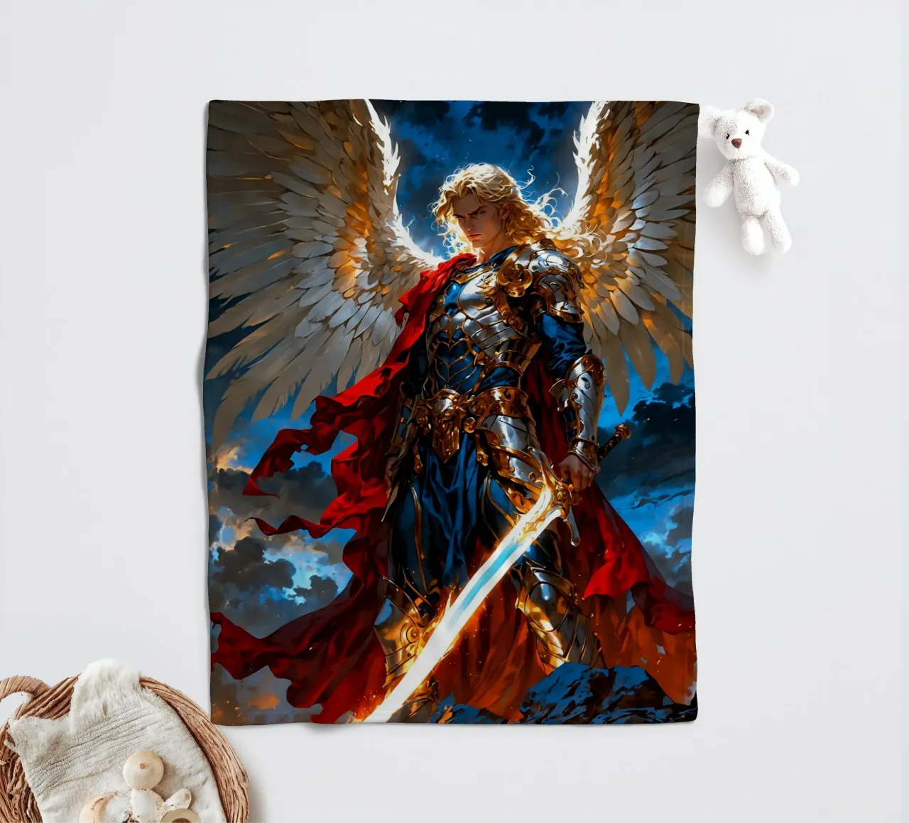 Arcangelo alato con spada coperta in pile da Fleur de Lys