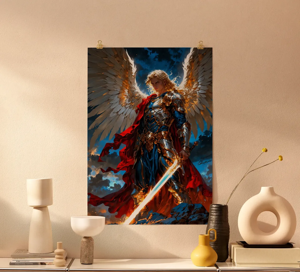 Arcangelo alato con spada poster da Fleur de Lys