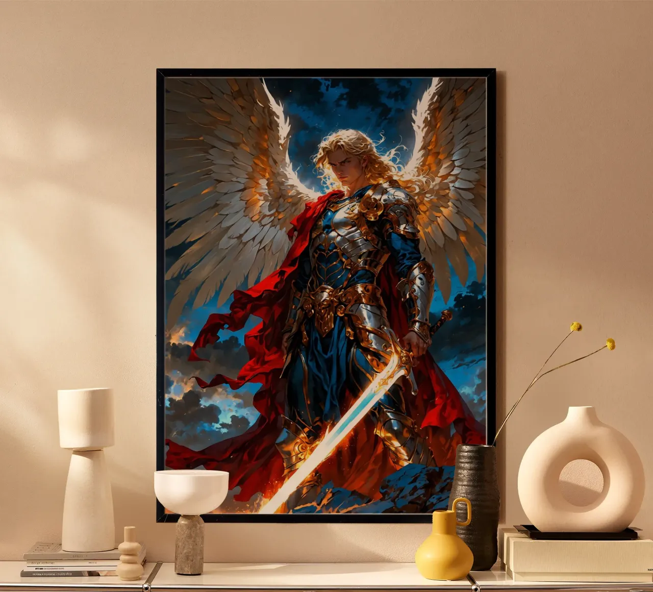 Arcangelo alato con spada poster da Fleur de Lys