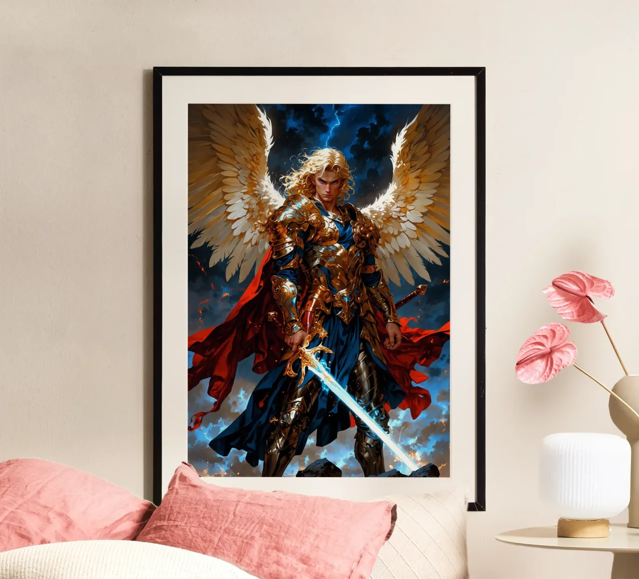 Arcangelo alato con spada poster da Fleur de Lys
