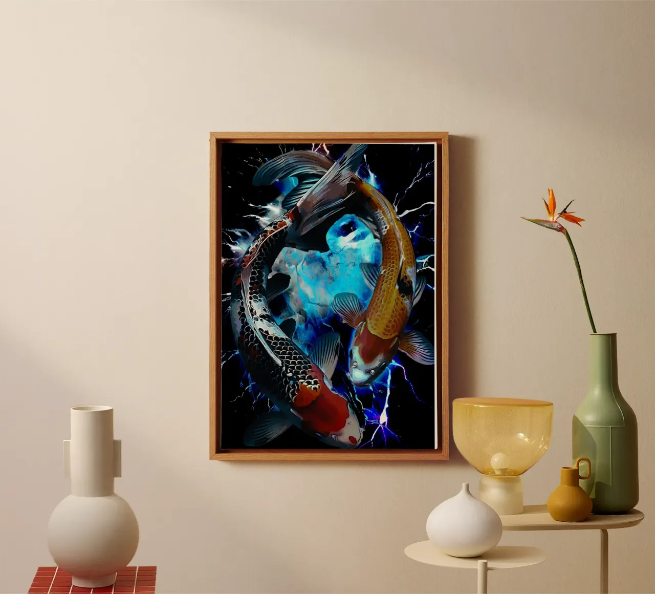 1001 aura art koi tela con Cornice a cassetta da aank1001